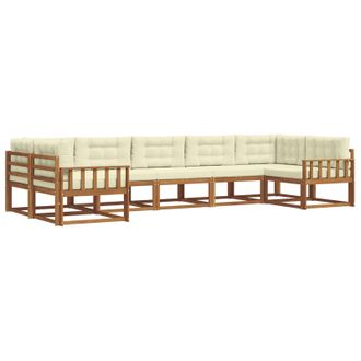 vidaXL Conjunto De Sof&aacute;s De Exterior Con Coj&iacute;n 7 Pcs Natural Y Crema Vidaxl