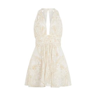 Roberto Cavalli Short Dresses, female, White, Size: XS Mini Dress with Ornamental Motif