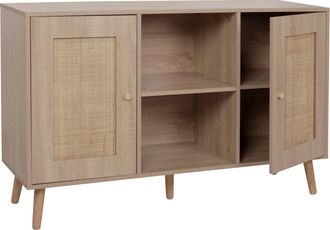 Hhg Nunca Usado] Aparador Hhg 219, Mueble Cajonera Highboard, Compartimentos De Almacenaje, Madera De Rat&aacute;n Kubu Melamina, Aspecto Roble
