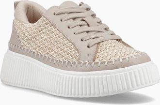 Hush Puppies Womens Hush Puppies Haisley Woven Textile Womens Taupe Standard Trainers - Cream - Size: 4