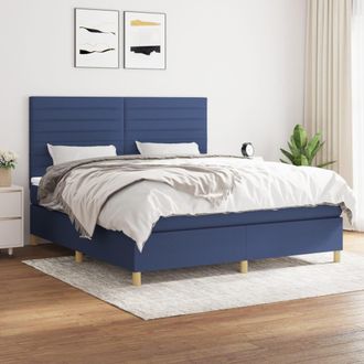 vidaXL Cama Box Spring Con Colch&oacute;n Tela Azul 160x200 Cm Vidaxl