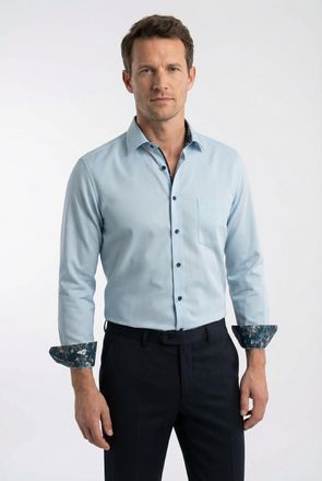 Olymp Langarmhemd OLYMP Luxor modern fit, Herren, Gr. 39, Verl&auml;ngerter Arm, blau (bleu), Web, Obermaterial: 100% Baumwolle, 2-Knopf-Manschette, Hemden Langa