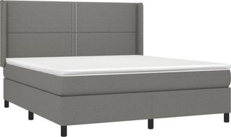 vidaXL Vidaxl - Cama Box Spring Con Colch&oacute;n Tela Gris Oscuro 160x200 Cm