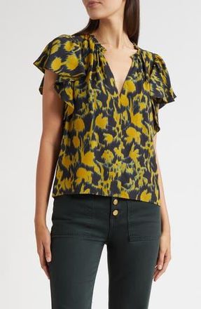 Ulla Johnson Lilo Flutter Sleeve Top in Verdite at Nordstrom Rack, Size 0