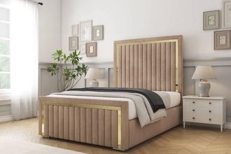 Comfort Beds Boston Gold Naples Bed Frame With Mattress-50 Upholstered in Light Brown | Size: Single