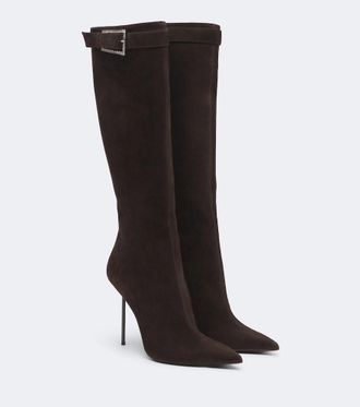 PARIS TEXAS Lidia embellished suede knee-high boots