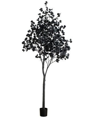 Nearly Natural 9Ft. Pre-Lit Artificial Halloween Black Eucalyptus Tree