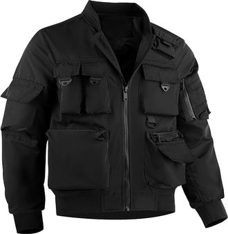 Generic Rrongwn Outdoor Jacket Mens Water-Repellent Military Jacket Warm Windproof Functional Jacket Lightweight Cargo Jacket Breathable Work Jacket with Many