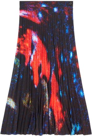 Maison Margiela abstract-print pleated skirt - women - Polyester - 38 - Black