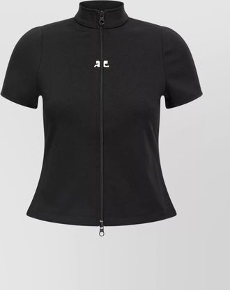 Courrèges zippered interlock high-neck top