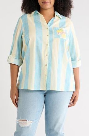 Daniel Rainn Postcard Tunic Button-Up Shirt in Blue at Nordstrom Rack, Size 2X
