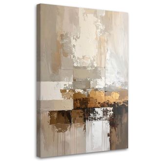 Feeby Cuadro En Lienzo, Abstracci&oacute;n Beige Y Dorada, 80x120