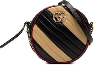 Gucci Pre-owned Gucci Mini GG Marmont Matelasse Leather Torchon Round Crossbody Ladies 550154 001998