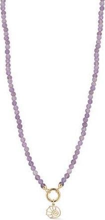 Ember Fine Jewelry 14K Yellow Gold Shell Charm Beaded Necklace in Gold/Purple at Nordstrom Rack