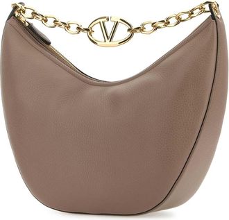 Valentino Garavani Womens Antiqued Pink Leather Medium Hobo Vlogo Moon Shoulder Bag Clay Borse A Mano