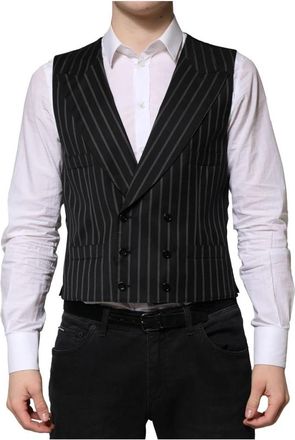 Dolce & Gabbana Zwart Wol Formeel Jurk Vest - Heren - Gillet - Zwart - L - Wol - Kostuums