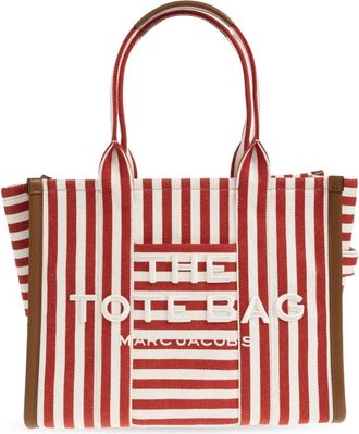 Marc Jacobs The Stripe Canvas Large Tote Bag - Dames - Shoppers - Rood - ONE Size - Katoen - Tassen