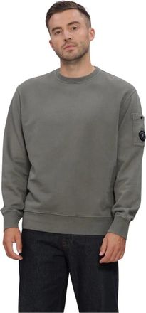 C.P. Company C.p. Company - Brushed and Emerized Diagonal Fleece Lens Crewneck Sweatshirt - Heren - Sweatshirts & Hoodies - Groen - Maat: L Fleece