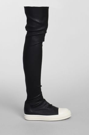 Rick Owens Sneakers Knee high sotcking in pelle nera