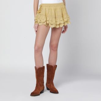 Isabel Marant Ochre Lace Puria Shorts With Ruffles