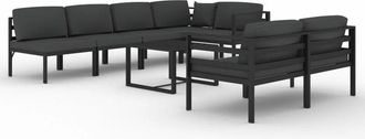 vidaXL Set Muebles De Jard&iacute;n 8 Pzas Y Cojines Aluminio Gris Antracita Vidaxl