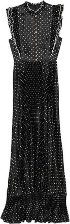 Self Portrait Black Polka Dot Frill Maxi Dress