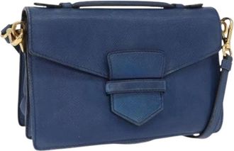 Prada Pre-owned Cross Body Bags, female, Blue, Size: ONE SIZE Pre-owned Leather Cross Body Bag