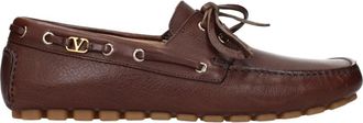 Valentino Garavani Bruin Leren Instaploafers Vintage Stijl - Heren - Loafers - Bruin - 40 EU - Leer - Schoenen