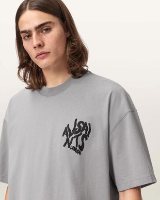 AllSaints Cotton Orlando Logo Print Oversized T-Shirt, Size: XXL