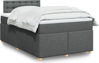 vidaXL Cama Box Spring Con Colch&oacute;n Tela Gris Oscuro 120x200 Cm Vidaxl