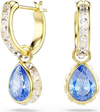 Swarovski Chroma Drop Earrings, Pear Cut, Blue, 18K Gold Finish