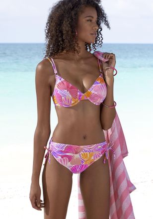 Sunseeker B&uuml;gel-Bikini-Top SUNSEEKER Butterfly, Damen, Gr. 36, Cup B, lila (lila, orange), Microfaser, Polyamid, bedruckt, Bikini-Oberteile B&uuml;gel-Bikini-Top, mi