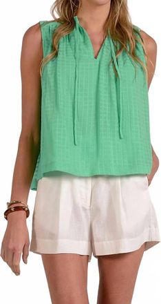 Elan Tie V-Neck Top In Mint