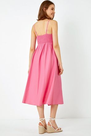 Roman Sleeveless Gathered Midi Dress