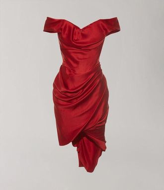 Vivienne Westwood Nova Cora Mini Dress Fsc Crepe Satin Red 12 Women