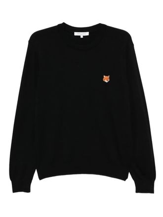 Maison Kitsuné embroidered-logo patch jumper - men - Merino - L - Black