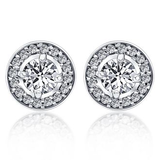 Pompeii3 5/8ct Halo Diamond Studs 14K White Gold