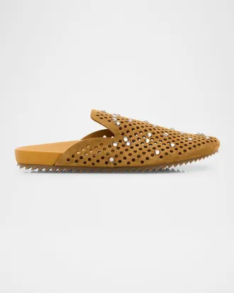 Pedro Garcia Braidy Crystal-Embellished Suede Clogs