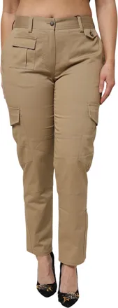 Dolce & Gabbana Womens Brown Cotton Cargo Tapered Pants Elastane