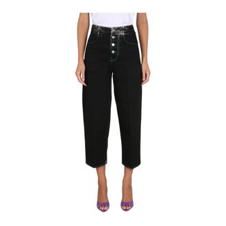 Department Five High-Rise Cropped Wide Leg Denim Trousers - female - DEPARTMENT FIVE - Cropped Jeans - Black - W27 - Jeans