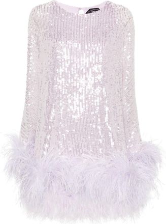 Taller Marmo Vegas sequinned minidress - women - Spandex/Elastane/Polyester/Polyester/Ostrich Feather - OS - Purple
