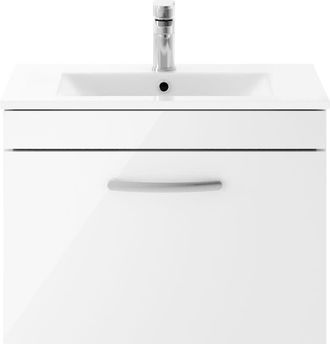 Nuie Nuie - Athena Wall Hung 1-Drawer Vanity Unit with Basin-2 600mm Wide - Gloss White