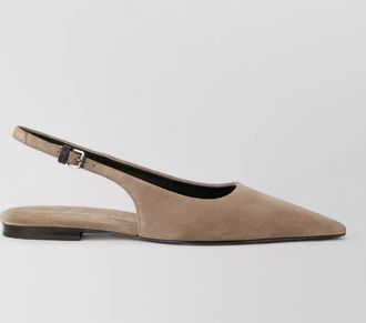 Brunello Cucinelli leather embellished slingback ballerina shoes
