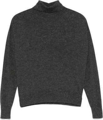 PESERICO Stijlvolle Gebreide Top - Dames - Coltruien - Grijs - XL - Wol - Truien & Vesten