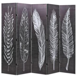 Berkfield Home Folding Room Divider 200x170 cm Feathers Black & White