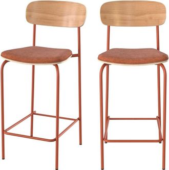 Rendez-Vous D&eacute;co Set de 2 sillas para isla central en tela terracota 65 cm