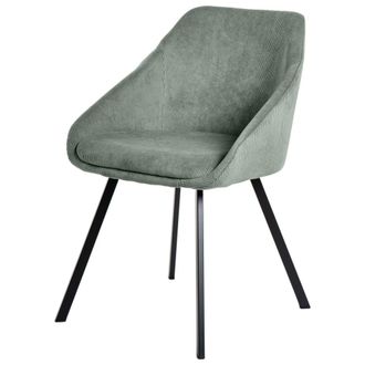 Koketto Home Silla acolchada de tejido a rayas color menta con patas de metal negro