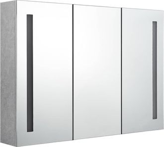 vidaXL Armario De Ba&ntilde;o Con Espejo Led Gris Hormig&oacute;n 89x14x62 Cm Vidaxl