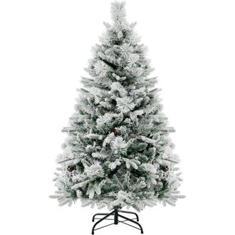 Costway 136 Cm &Aacute;rbol De Navidad Artificial, Dise&ntilde;o De Bisagra Con 472 Puntas De Ramas, 160 Luces Led, 26 Conos De Pino, 8 Modos De Iluminaci&oacute;n, Decoraci&oacute;n De 