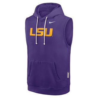 Nike LSU Sideline Nike Mens Dri-FIT College Sleeveless Pullover Hoodie in Purple | 03B451LLSN-65K